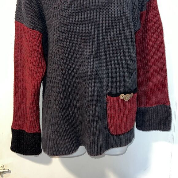 MARGARET WINTERS Cowl Neck Color Block Knit Double-Sided Sweater-S - Picture 3 of 11